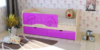 Друзья Кровать детская 2 ящика 1.6 Фиолетовый глянец в Евсино - evsino.mebel54.com | фото