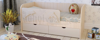 Друзья Кровать детская 2 ящика 1.8 Ваниль глянец в Евсино - evsino.mebel54.com | фото