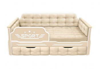 Кровать 160 серии Спорт 2 ящика 02 Бежевый (мягкие боковые накладки) в Евсино - evsino.mebel54.com | фото