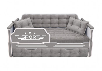 Кровать 180 серии Спорт 1 ящик 45 Серый (подушки) в Евсино - evsino.mebel54.com | фото