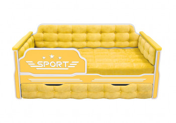 Кровать 190 серии Спорт 1 ящик 74 Жёлтый (мягкие боковые накладки) в Евсино - evsino.mebel54.com | фото