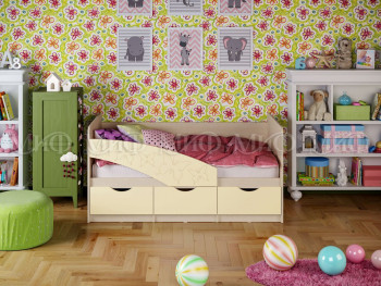 Кровать Бабочки 1,6м (Ваниль матовый) в Евсино - evsino.mebel54.com | фото