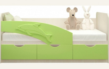 Кровать детская 1,6м Дельфин (Салатовый металлик) в Евсино - evsino.mebel54.com | фото