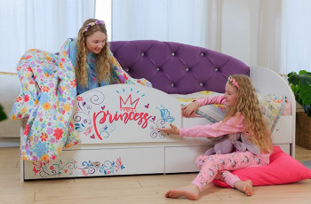 Кровать детская Эльза с бортиком Принцесса Белый/Фиолетовый в Евсино - evsino.mebel54.com | фото
