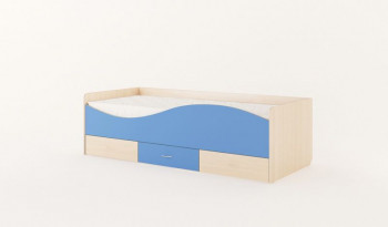 Кровать детская с ящиками Волна (Беленый дуб/Синий) в Евсино - evsino.mebel54.com | фото