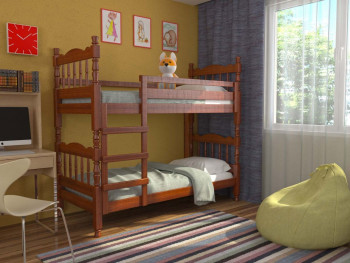 Кровать двухъярусная Соня из массива сосны 800*1890 Орех в Евсино - evsino.mebel54.com | фото