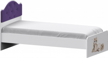 Кровать Каспер с мягкой спинкой и фотопечатью (800х1900)Белый/Фиолетовый в Евсино - evsino.mebel54.com | фото