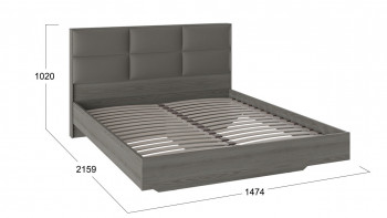 Кровать «Либерти» с мягким изголовьем и подъемным механизмом Хадсон/Ткань Грей/1400 в Евсино - evsino.mebel54.com | фото