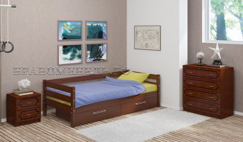 Кровать одинарная ГЛОРИЯ из массива сосны  900*2000 (Орех) в Евсино - evsino.mebel54.com | фото