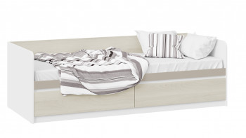 Кровать «Сканди» с 2 ящиками Дуб Гарден/Белый/Глиняный серый в Евсино - evsino.mebel54.com | фото