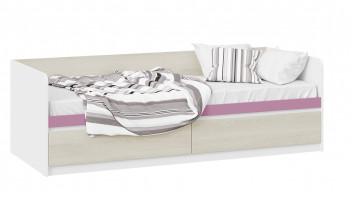 Кровать «Сканди» с 2 ящиками Дуб Гарден/Белый/Лиловый в Евсино - evsino.mebel54.com | фото