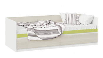 Кровать «Сканди» с 2 ящиками Дуб Гарден/Белый/Зеленый в Евсино - evsino.mebel54.com | фото