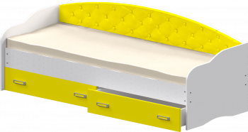 Кровать Софа-7 с мягкой спинкой (800х1900) Белый/Желтый в Евсино - evsino.mebel54.com | фото