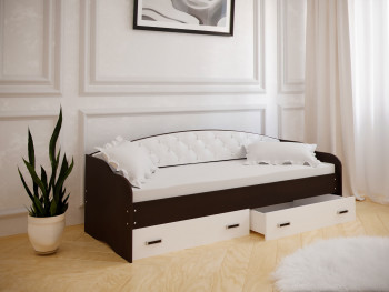 Кровать Софа-7 с мягкой спинкой (800х1900) Венге/ Белый в Евсино - evsino.mebel54.com | фото