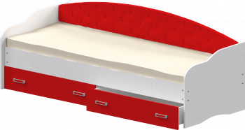 Кровать Софа-8 с мягкой спинкой (900х1900) Белый/Красный в Евсино - evsino.mebel54.com | фото