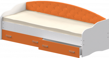 Кровать Софа-8 с мягкой спинкой (900х2000) Белый/Оранжевый в Евсино - evsino.mebel54.com | фото