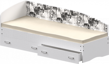 Кровать Софа-9 с мягкой спинкой с рисунком Милана (900х2000) Белый в Евсино - evsino.mebel54.com | фото