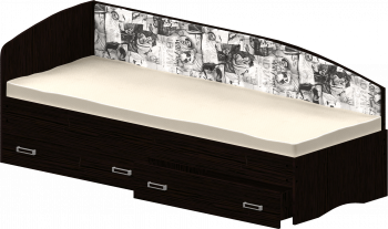 Кровать Софа-9 с мягкой спинкой с рисунком Милана (900х2000) Венге в Евсино - evsino.mebel54.com | фото