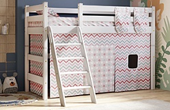 Кровать Соня вариант 6 полувысокая с наклонной лестницей Белый полупрозрачный в Евсино - evsino.mebel54.com | фото