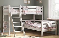 Кровать Соня вариант 8 угловая с наклонной лестницей Белый полупрозрачный в Евсино - evsino.mebel54.com | фото