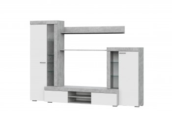 Мебель для гостиной МГС 5 Цемент светлый / Белый в Евсино - evsino.mebel54.com | фото