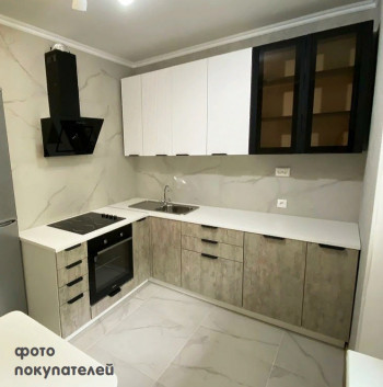 Модульная кухня Норд 1,6 м (Софт даймонд/Камень беж/Белый) в Евсино - evsino.mebel54.com | фото
