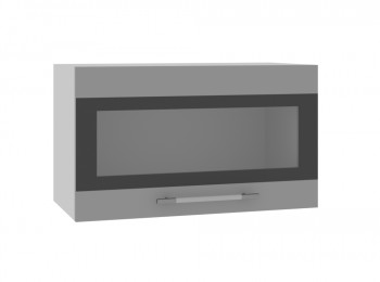 Норд ШВГС 600 Шкаф верхний горизонтальный со стеклом (Софт черный/корпус Венге) в Евсино - evsino.mebel54.com | фото