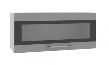 Норд ШВГС 800 Шкаф верхний горизонтальный со стеклом (Софт черный/корпус Белый) в Евсино - evsino.mebel54.com | фото