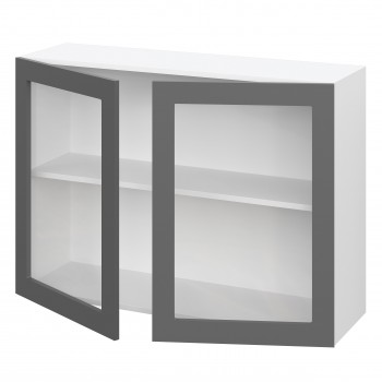 Норд ШВС 1000 Шкаф верхний со стеклом (Софт черный/корпус Белый) в Евсино - evsino.mebel54.com | фото