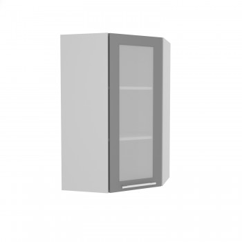 Норд ШВУС 600Н Шкаф верхний угловой (премьер) высокий (Софт черный/корпус Белый) в Евсино - evsino.mebel54.com | фото