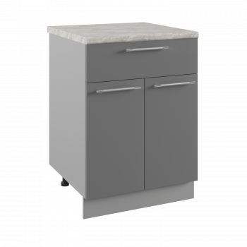 Ройс С1ЯШ 600 Шкаф нижний с ящиком (Графит софт/корпус Серый) в Евсино - evsino.mebel54.com | фото