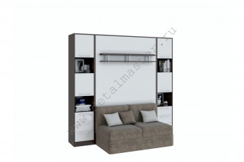 Шкаф-кровать с диваном БЕЛА с полкой ножкой в Евсино - evsino.mebel54.com | фото