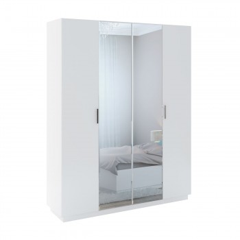 Шкаф с зер. 4 двери М22 Спальня Тиффани (белый текстурный) в Евсино - evsino.mebel54.com | фото