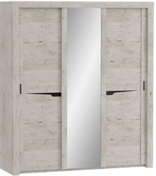 Шкаф трехдверный Соренто с раздвижными дверями Дуб бонифаций/Кофе структурный матовый в Евсино - evsino.mebel54.com | фото