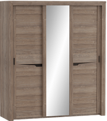 Шкаф трехдверный Соренто с раздвижными дверями Дуб стирлинг/Кофе структурный матовый в Евсино - evsino.mebel54.com | фото