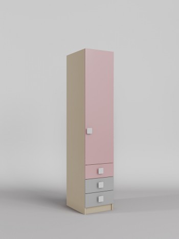 Шкаф угловой (секция с ящиками) Грэйси (Розовый/Серый/корпус Клен) в Евсино - evsino.mebel54.com | фото