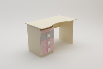 Стол (столешница с выемкой) Грэйси (Розовый/Серый/корпус Клен) в Евсино - evsino.mebel54.com | фото