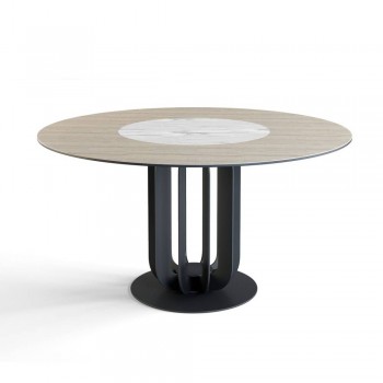 Стол круглый Rotor (160), шпон + керамика светлая в Евсино - evsino.mebel54.com | фото