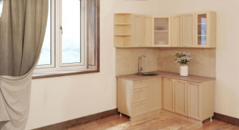 Угловая кухня Рамочная 1500х1400 мм (Беленый дуб) в Евсино - evsino.mebel54.com | фото