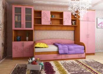 Детская Веселый пони Комплект мебели (Вишня оксфорд/Розовый) в Евсино - evsino.mebel54.com | фото
